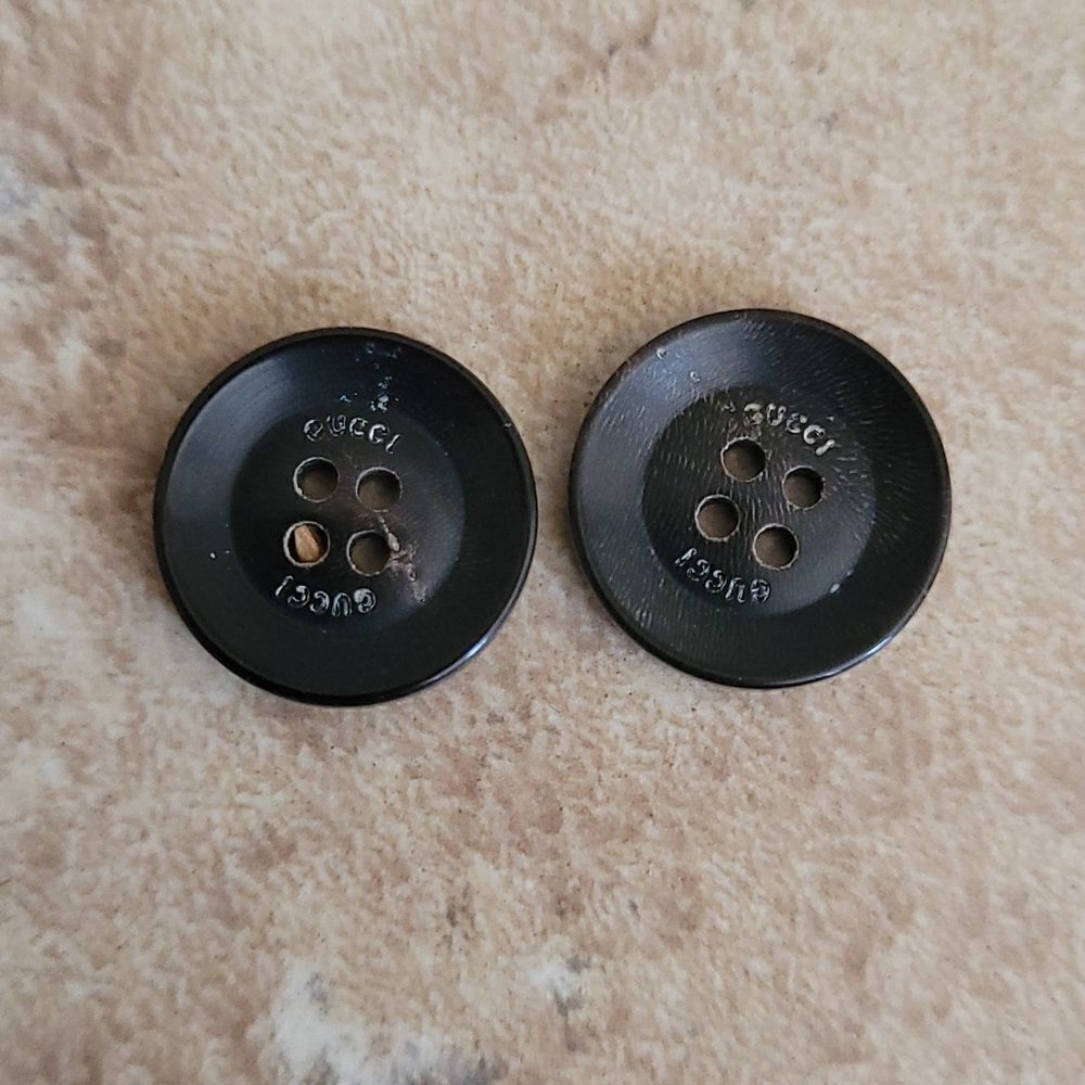 Gucci Set of 2 Black Buttons Engraved with 'GUCCI' - 5/8"